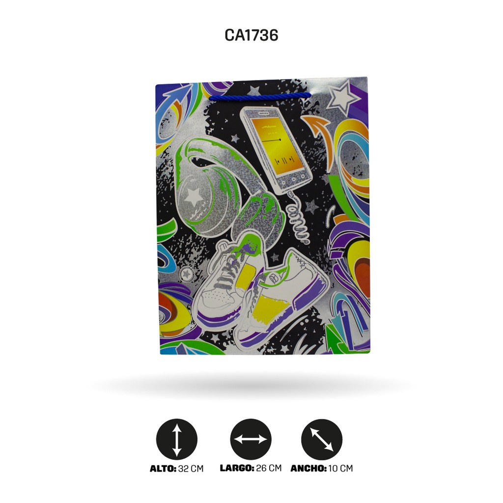 BOLSA REGALO 3D, SKATE URBAN 26x32x10cm 210 grs YM-1951-M MOTO [PAC5149]