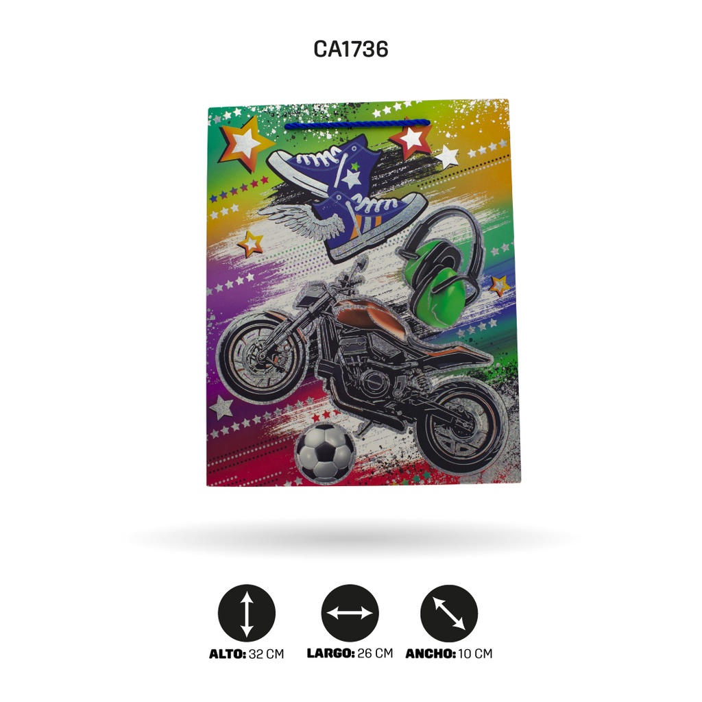 BOLSA REGALO 3D, SKATE URBAN 26x32x10cm 210 grs YM-1951-M MOTO [PAC5149]