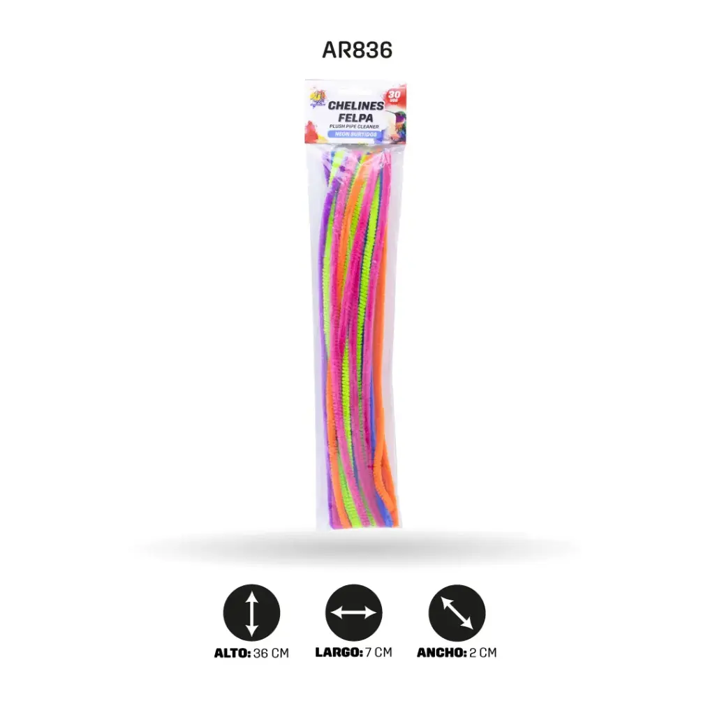 CHELINES FELPA COLORES NEÓN BOLSA X 36 UND [PAC20442-836]