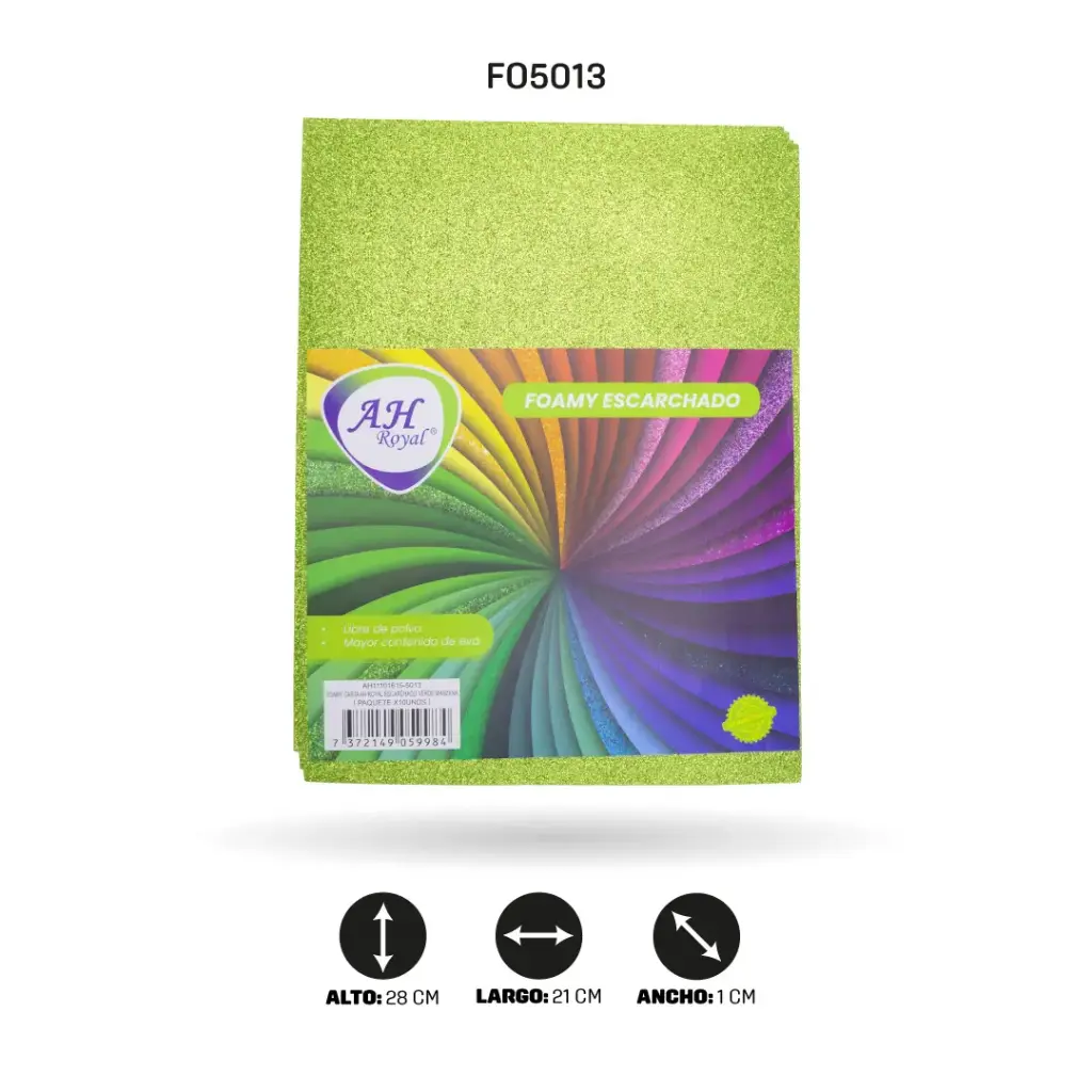 FOAMY CARTA AH ROYAL ESCARCHADO VERDE MANZANA X 10 UNDS [AH11101615]