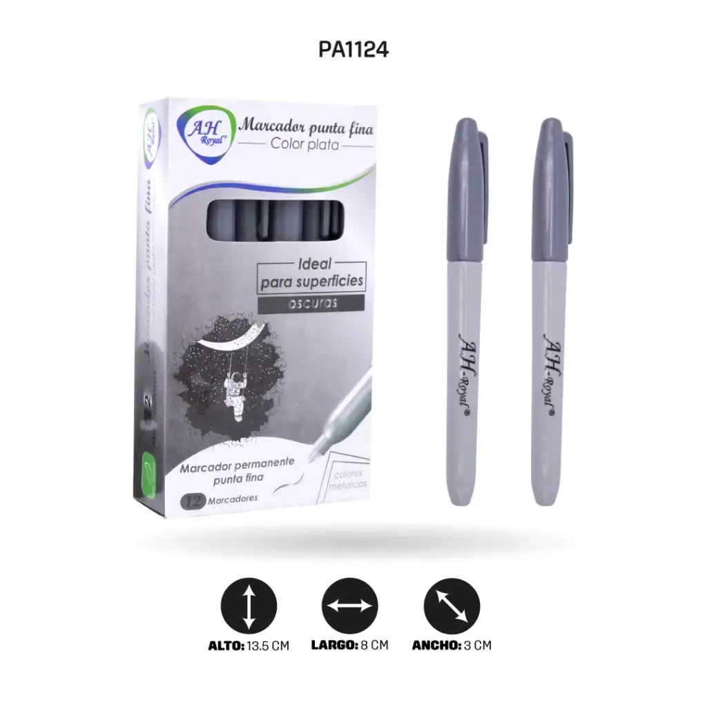 MARCADOR AH ROYAL PLATEADO METALICO DELGADO [PAC90020-1124]