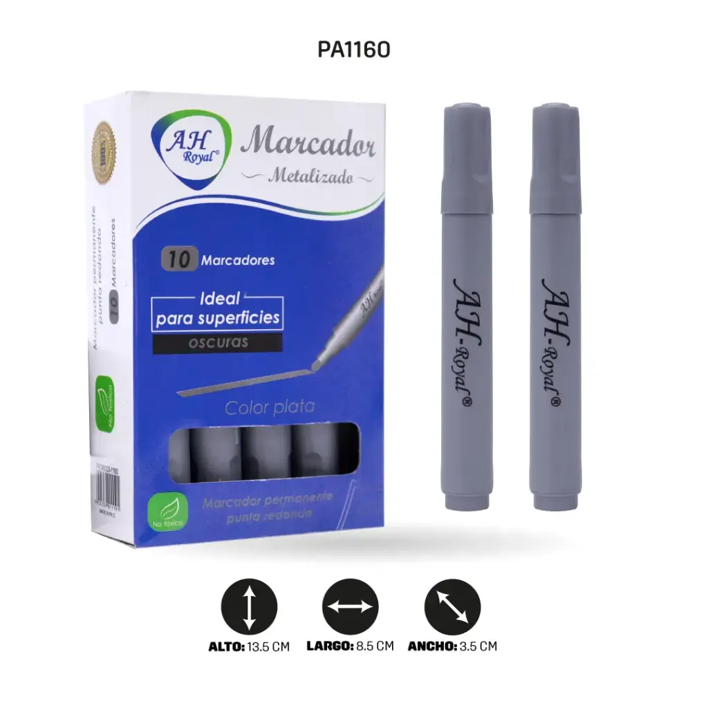 MARCADOR AH ROYAL PLATEADO METALICO GRUESO [PAC90023-1160]