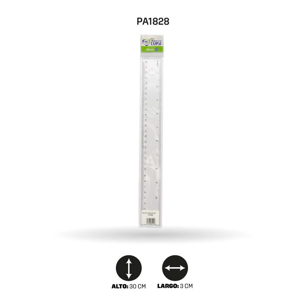 REGLA AH ROYAL TRANSLUCIDA GRUESA CON LUPA [PAC2081-1828]
