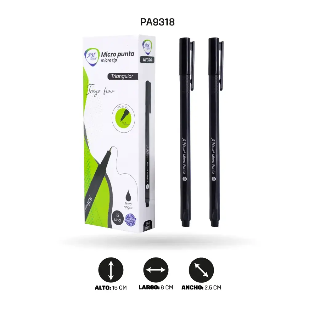 MICRO PUNTA AH ROYAL PUNTA FINA 0,4MM X12 UND [PAC3265]