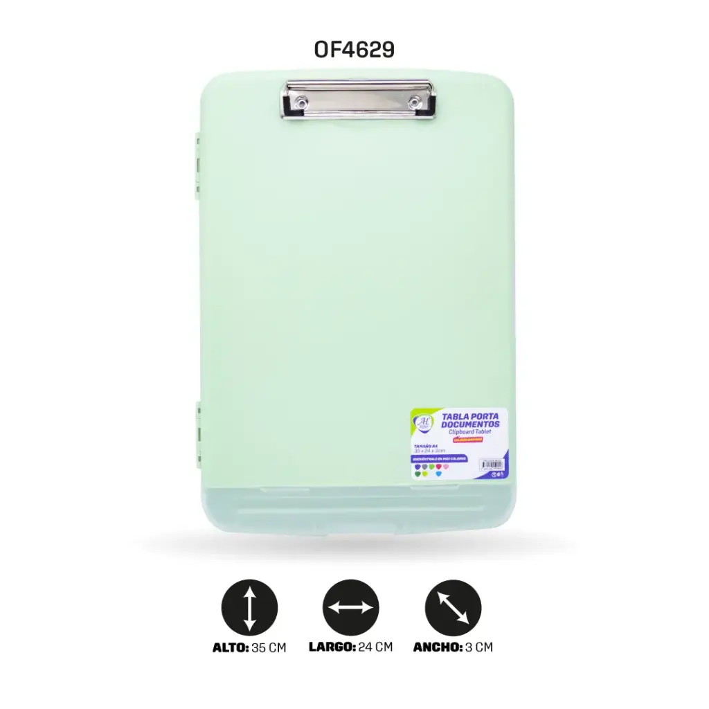 TABLA AH ROYAL PORTA DOCUMENTOS Y PORTA LAPICEROS A4 COLOR VERDE MENTA [PAC5478-4629]