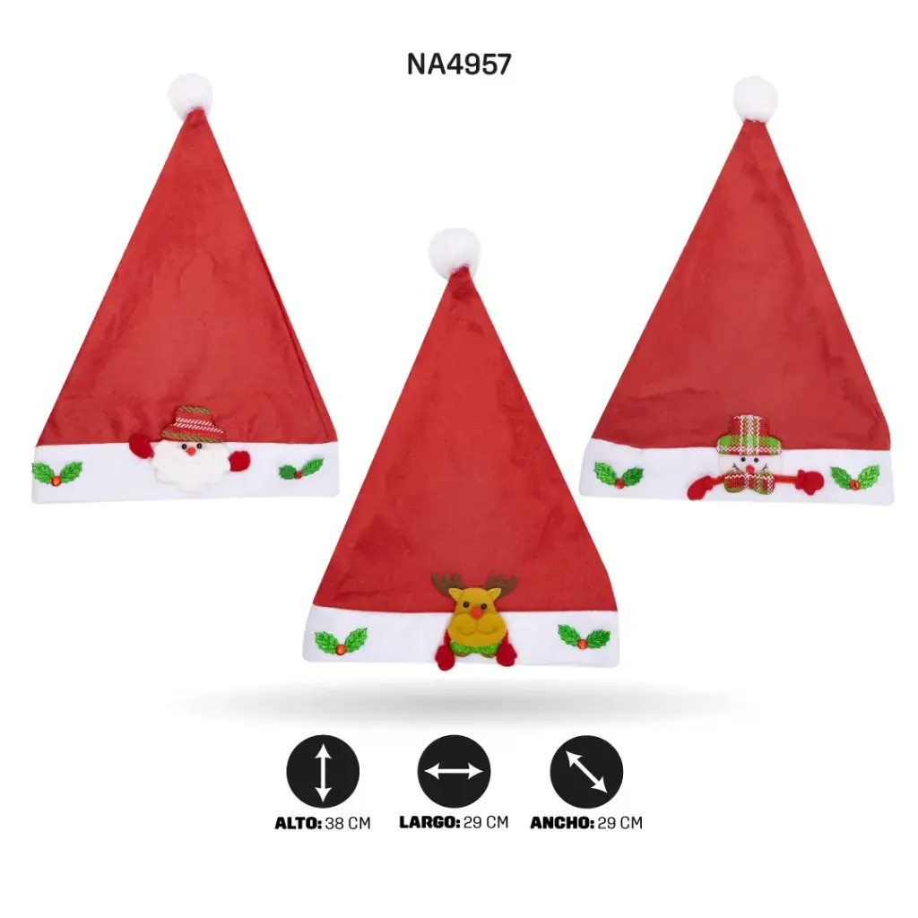 GORRO DE NAVIDAD GORRO DE NAVIDAD COPOS DE NIEVE CON PIN -7 [PAC4919]