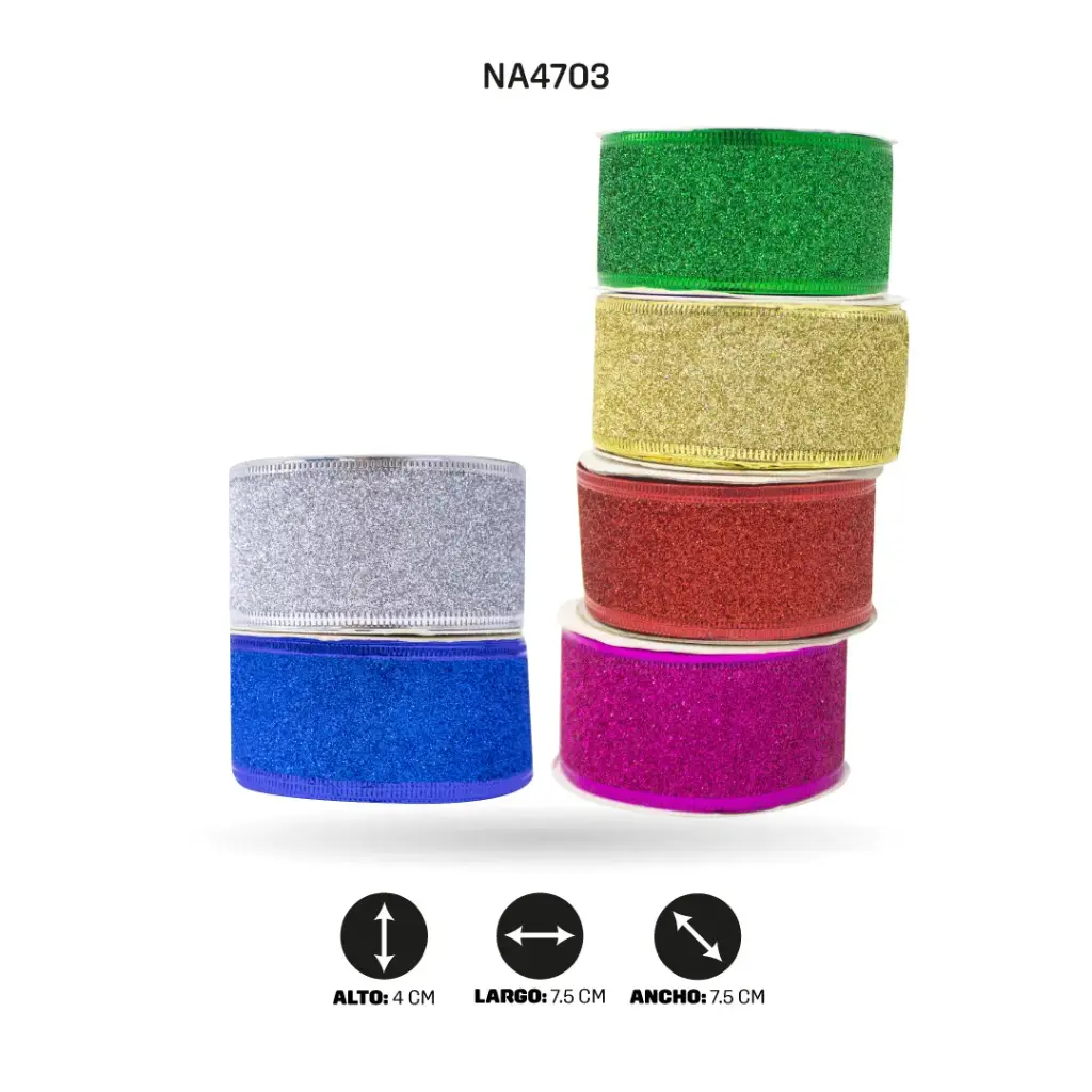 CINTA NAVIDEÑA ANCHO 4CM x 3 YARDAS, 24 X DISPLAY [PAC3693]