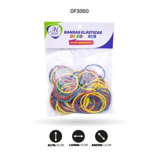 [OF3350] BANDAS DE CAUCHO AH ROYAL COLORES BOLSA [PAC50136-3550]