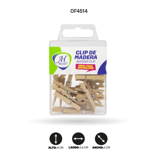 [OF4514] CLIP AH ROYAL DE  MADERA EN BLISTER ACRILICO [PAC2393-4514]