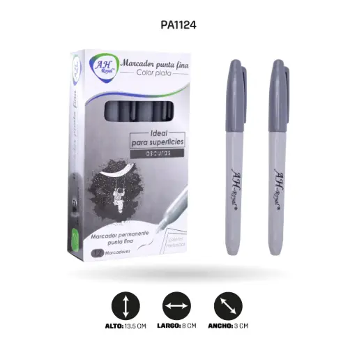 [PA1124] MARCADOR AH ROYAL PLATEADO METALICO DELGADO [PAC90020-1124]
