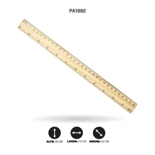 [PA1882] REGLA AH ROYAL DE MADERA X 30CM [PAC3288-1882-PAC10049-1882]