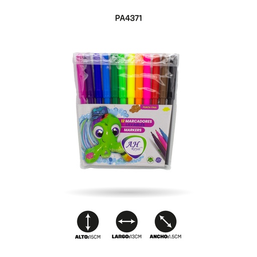 [PA4371] PLUMÓN AH ROYAL LAVABLE GRUESO X12 COLORES [PAC70235-4371]