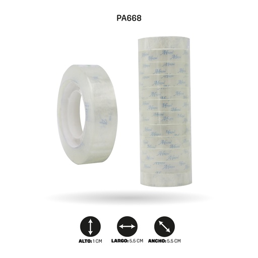 [PA668] CINTA AH ROYAL TRANSPARENTE ESCOLAR 30YARDAS (SET X 12 UNDS) [PAC2761-668-PAC4770-1373]