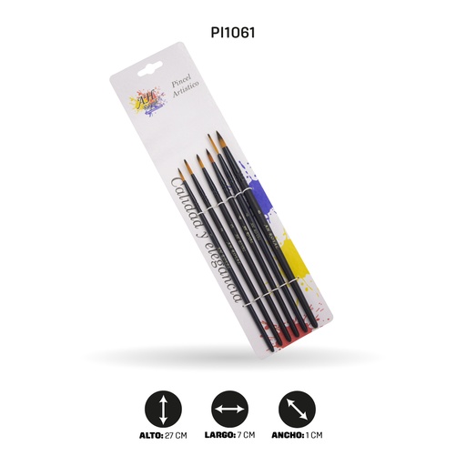 [PI1061] PINCEL AH ROYAL LINEA PREMIUM REDONDO X6 SURTIDO [PAC90359-1061]