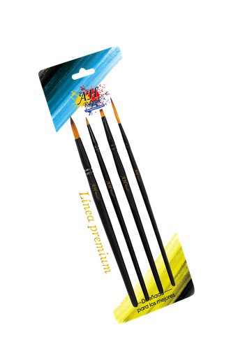 [PI1069] PINCEL AH ROYAL LINEA PREMIUM NEGRO X4 SURTIDO [PAC90363-1069]