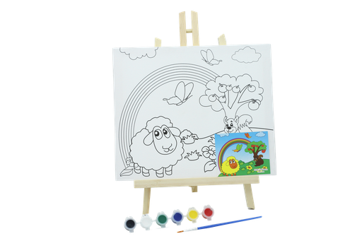 [AR139] LIENZO CON CABALLETE PINCEL Y 6 PINTURAS 25*30CM [PAC3194-139]