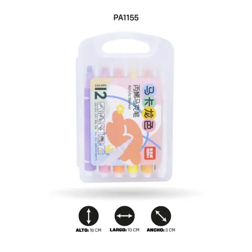 [PA1155] MARCADOR JUMBO ACRILICO TRIANGULAR PASTEL X12 CAJA PLASTICA [PAC4084]