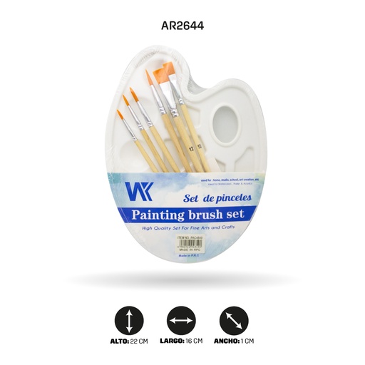 [AR2644] PALETA PLASTICA CON 6 PINCELES [PAC4849]