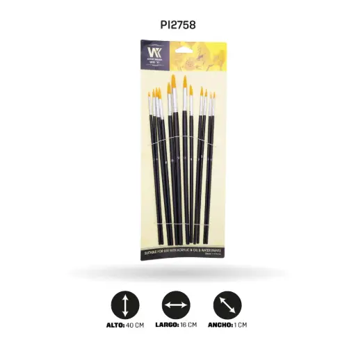 [PI2758] PINCEL REDONDO DE MADERA  12pcs del 1 al 12  [PAC4848]