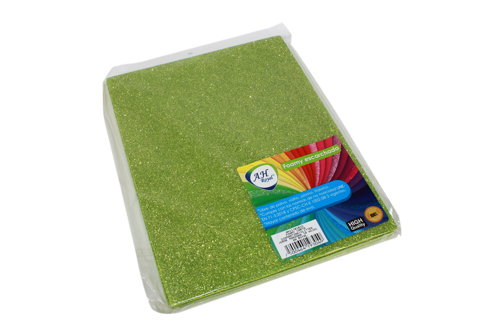 FOAMY CARTA AH ROYAL ESCARCHADO VERDE MANZANA X 10 UNDS [AH11101615]