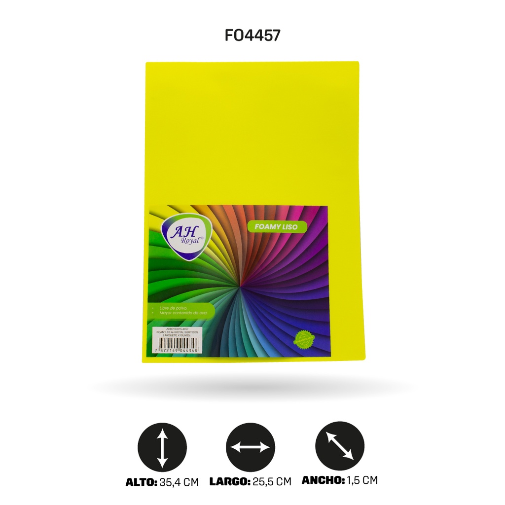 FOAMY 1/8 AH ROYAL SURTIDO LISO X 10 UND [AH80100015]