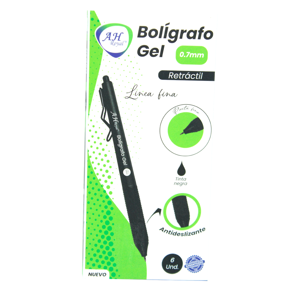 LAPICEROAH ROYAL RETRATIL FINO 0.7MM DISPLEY POR 6 UND YZX-1117
