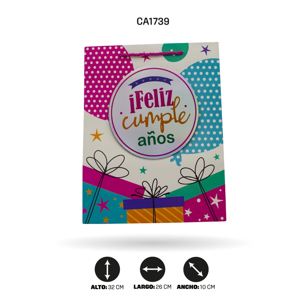 BOLSA REGALO 3D, CON RELIEVE 4 MOTIVOS 26x32x10 210grs YM-1909-M [PAC5152]