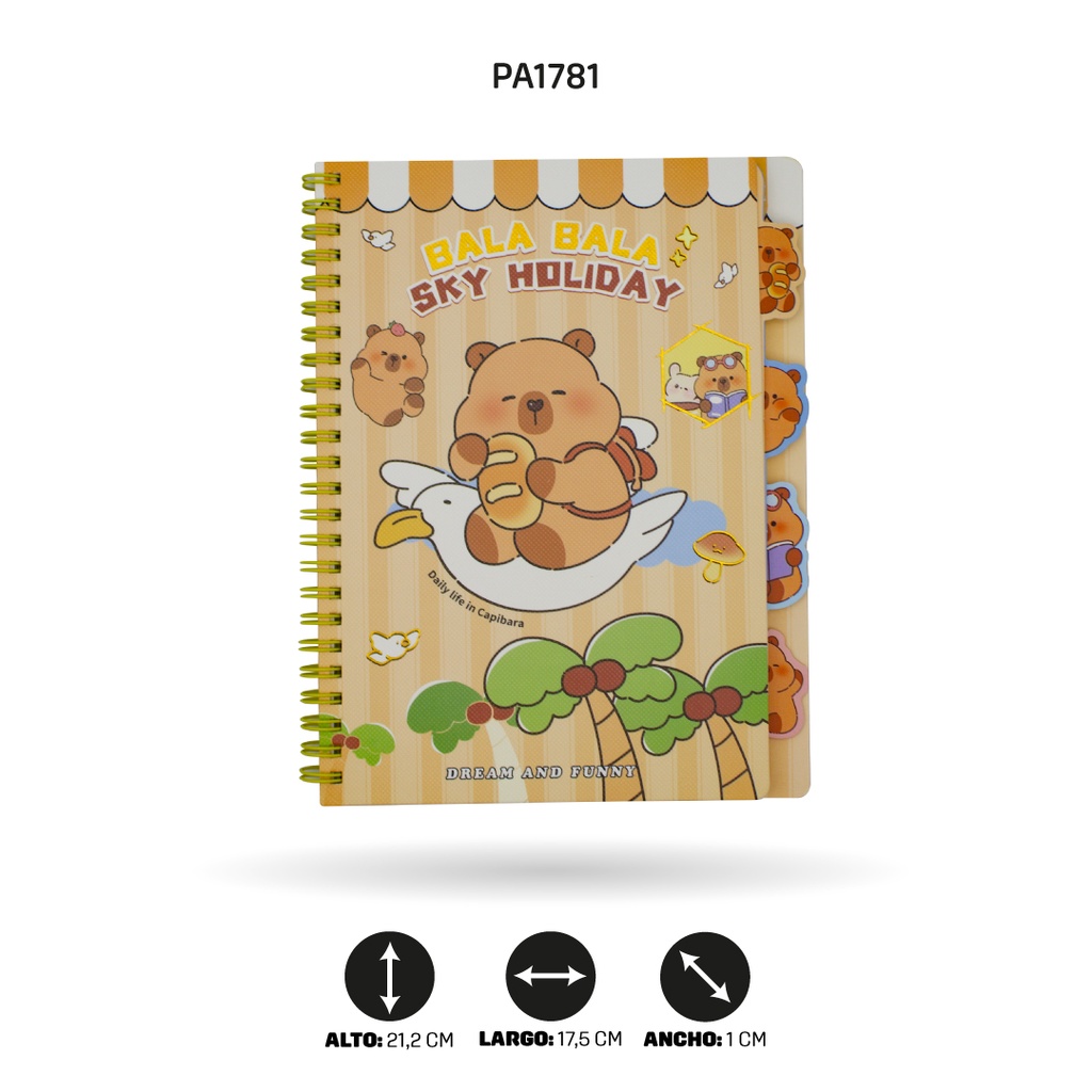 AGENDA DE OSOS Y GATOS 80 HOJAS  SUMER ARGOLLADA OSO A5-205-43 2 MOTIVOS [PAC4766]