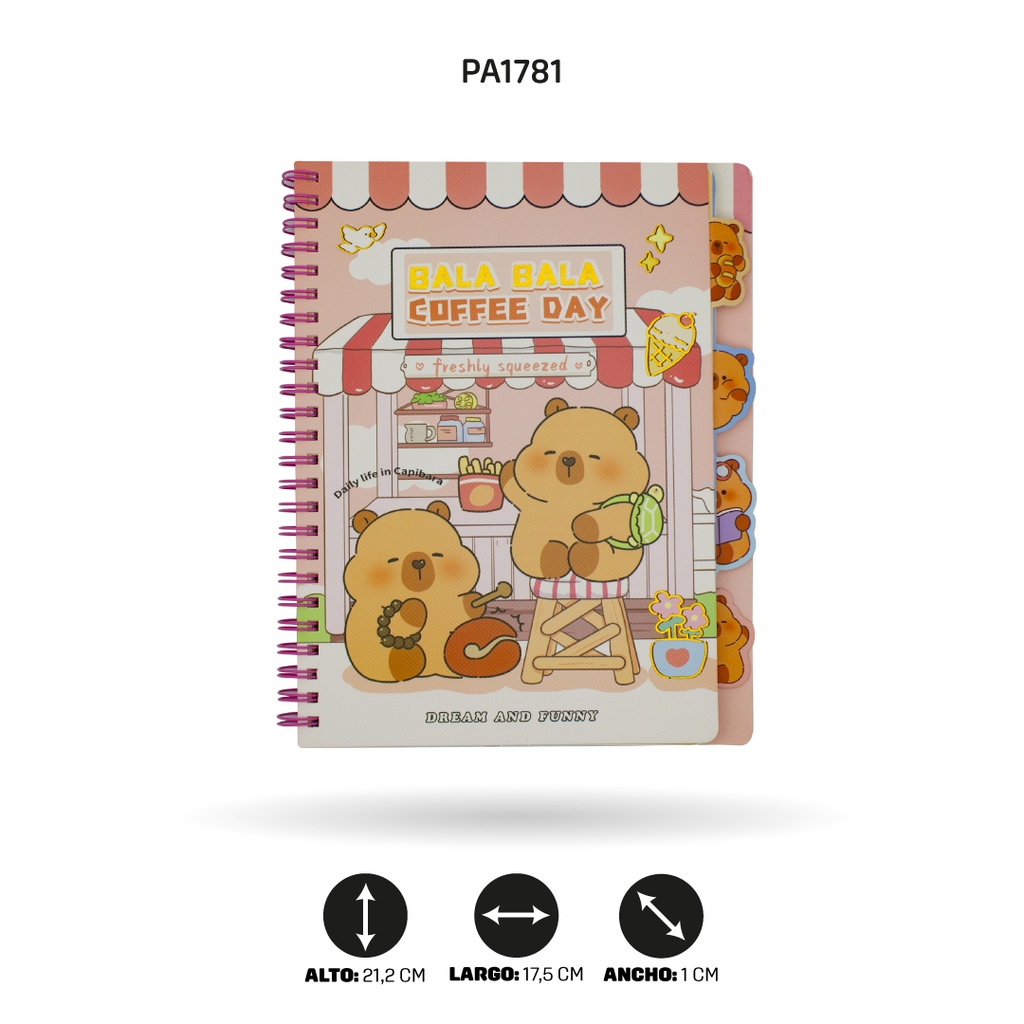 AGENDA DE OSOS Y GATOS 80 HOJAS  SUMER ARGOLLADA OSO A5-205-43 2 MOTIVOS [PAC4766]