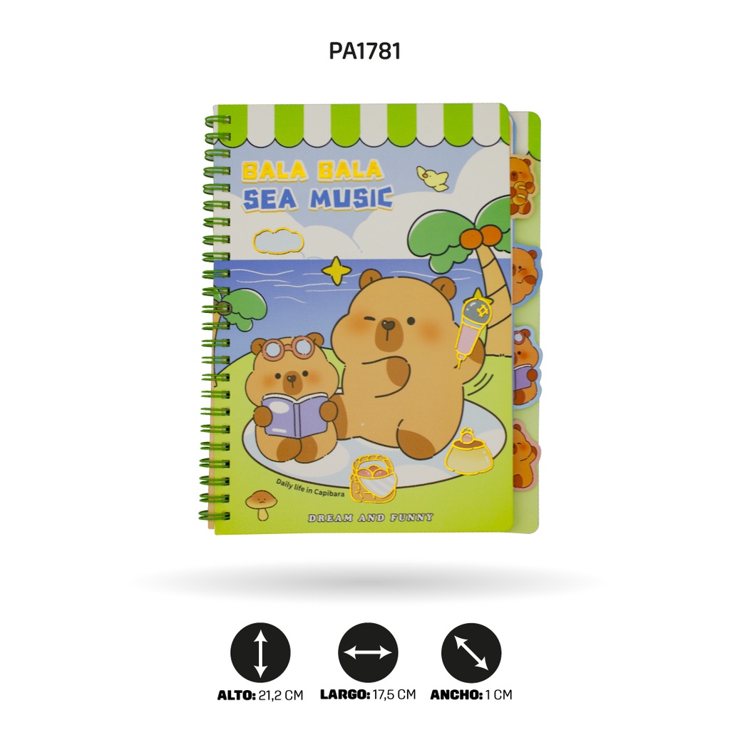 AGENDA DE OSOS Y GATOS 80 HOJAS  SUMER ARGOLLADA OSO A5-205-43 2 MOTIVOS [PAC4766]