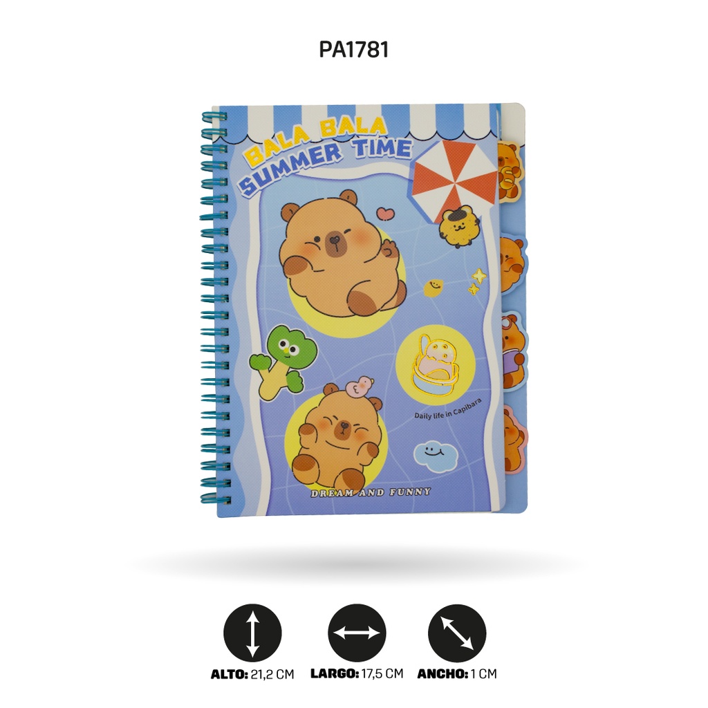 AGENDA DE OSOS Y GATOS 80 HOJAS  SUMER ARGOLLADA OSO A5-205-43 2 MOTIVOS [PAC4766]