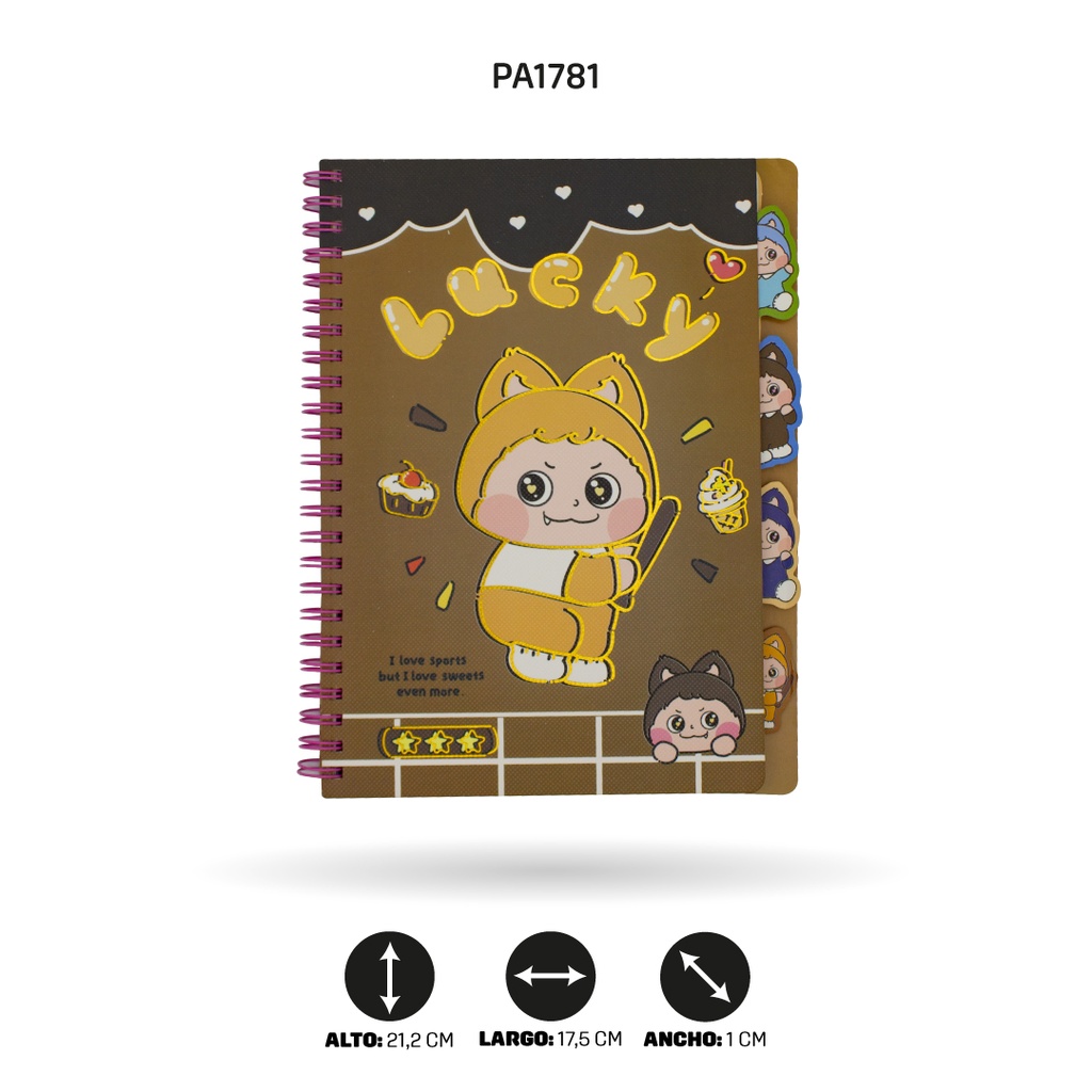 AGENDA DE OSOS Y GATOS 80 HOJAS  SUMER ARGOLLADA OSO A5-205-43 2 MOTIVOS [PAC4766]