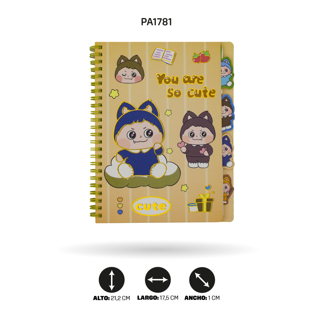 AGENDA DE OSOS Y GATOS 80 HOJAS  SUMER ARGOLLADA OSO A5-205-43 2 MOTIVOS [PAC4766]