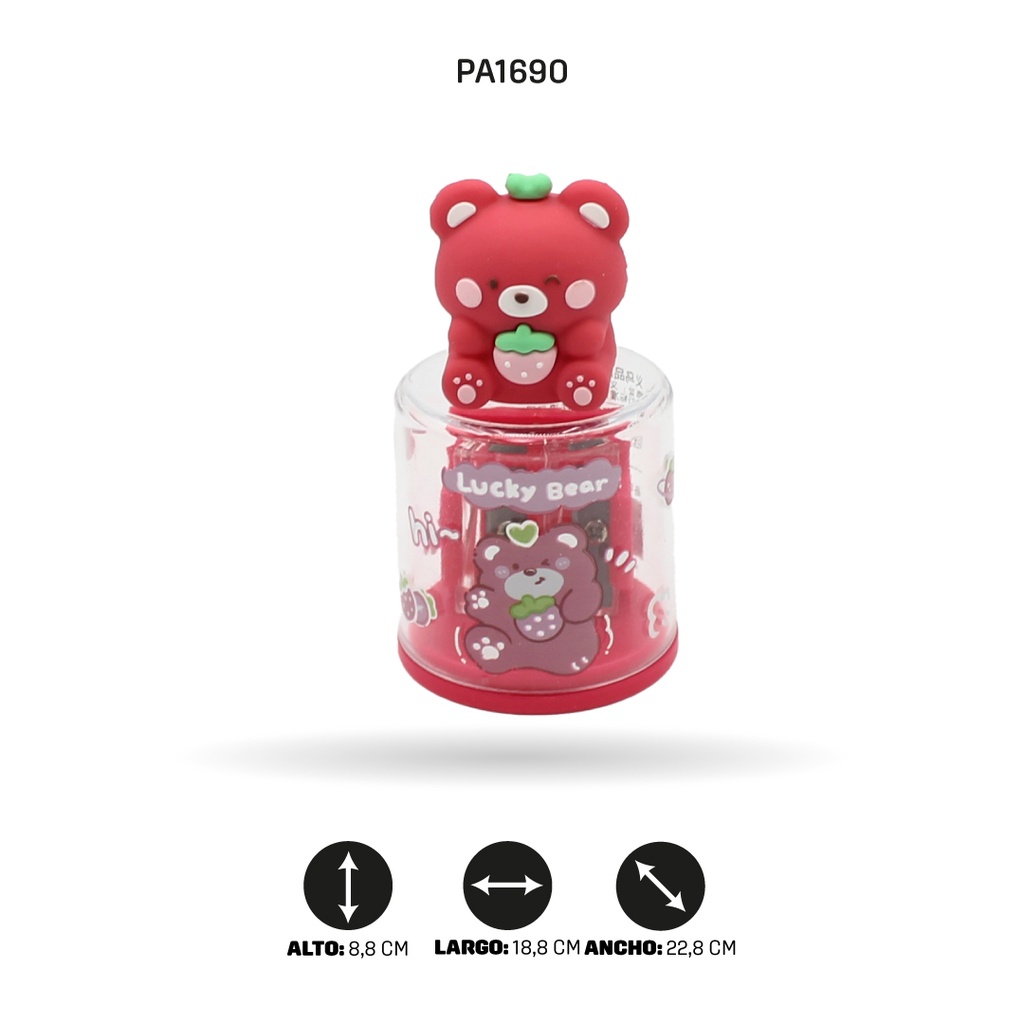 SACAPUNTAS DOBLE OSO ROSA NIÑA BOX 20 UND LUCKY BEARNINA [PAC4806]