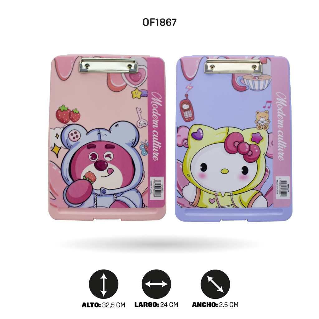 TABLA PORTADOCUMENTOS ESTAMPADO, 4 MOTIVOS