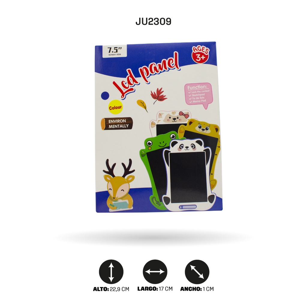 TABLET DE DIBUJO ANIMALES LCD 4 MOTIVOS