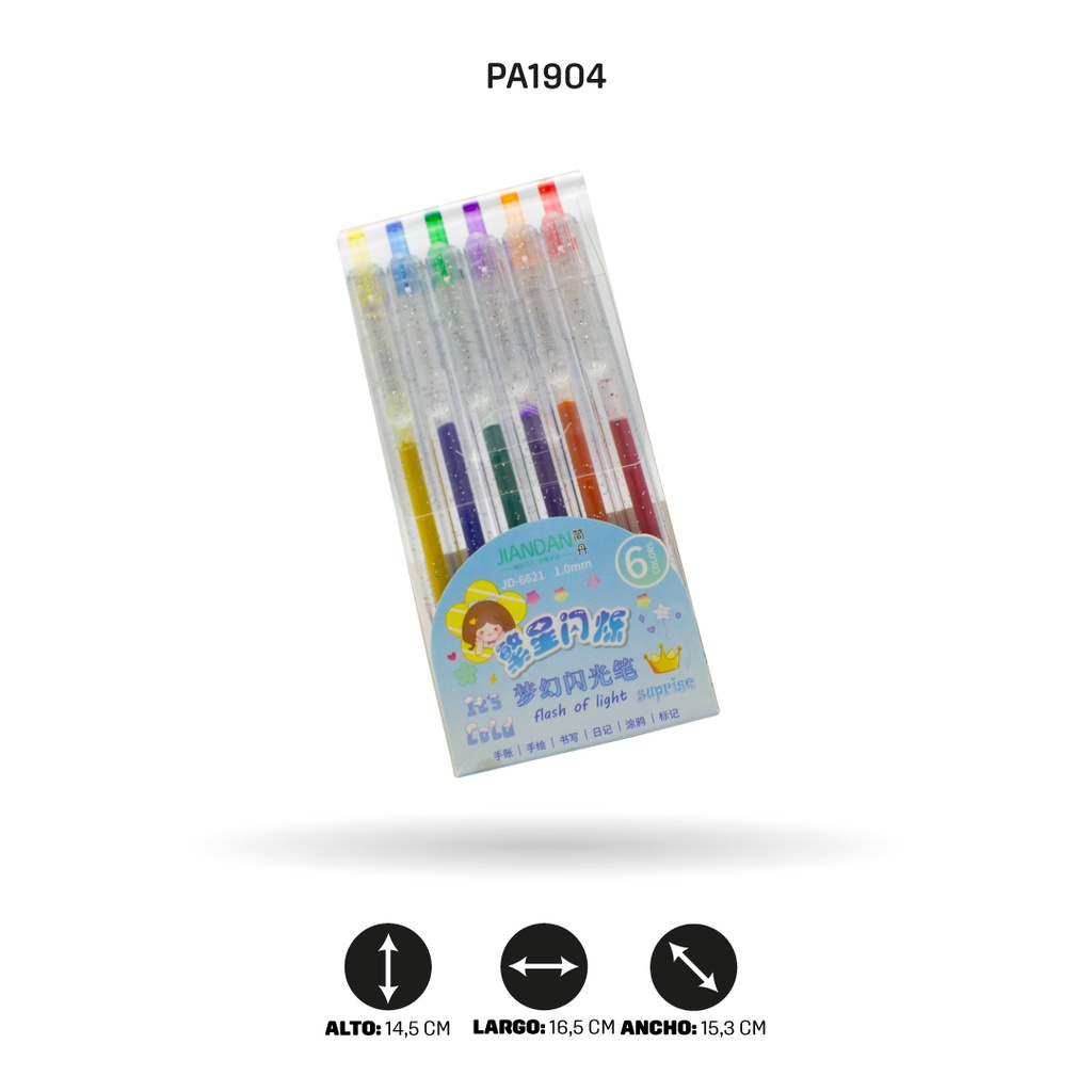 LAPICERO ESCARCHADO, 6 COLORES DISPLAY 12 UND