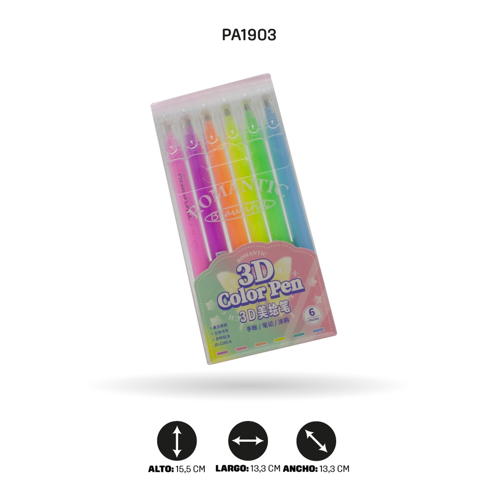 BOLIGRAFO GEL COLORES PASTELES 3D X6 COLORES DISPLAY X10