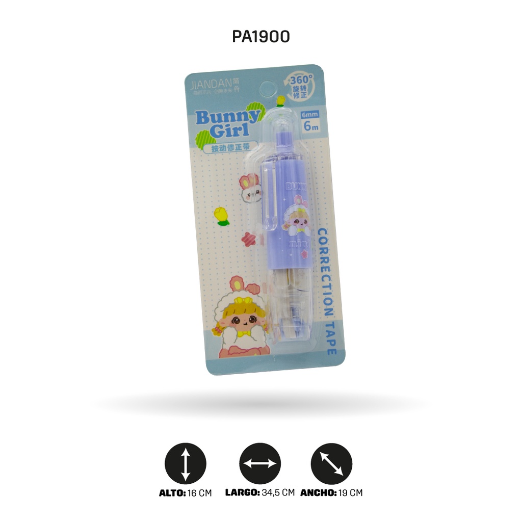 CINTA CORRECTORA PARA NIÑA X4 COLORES DISPLAY X24 UND