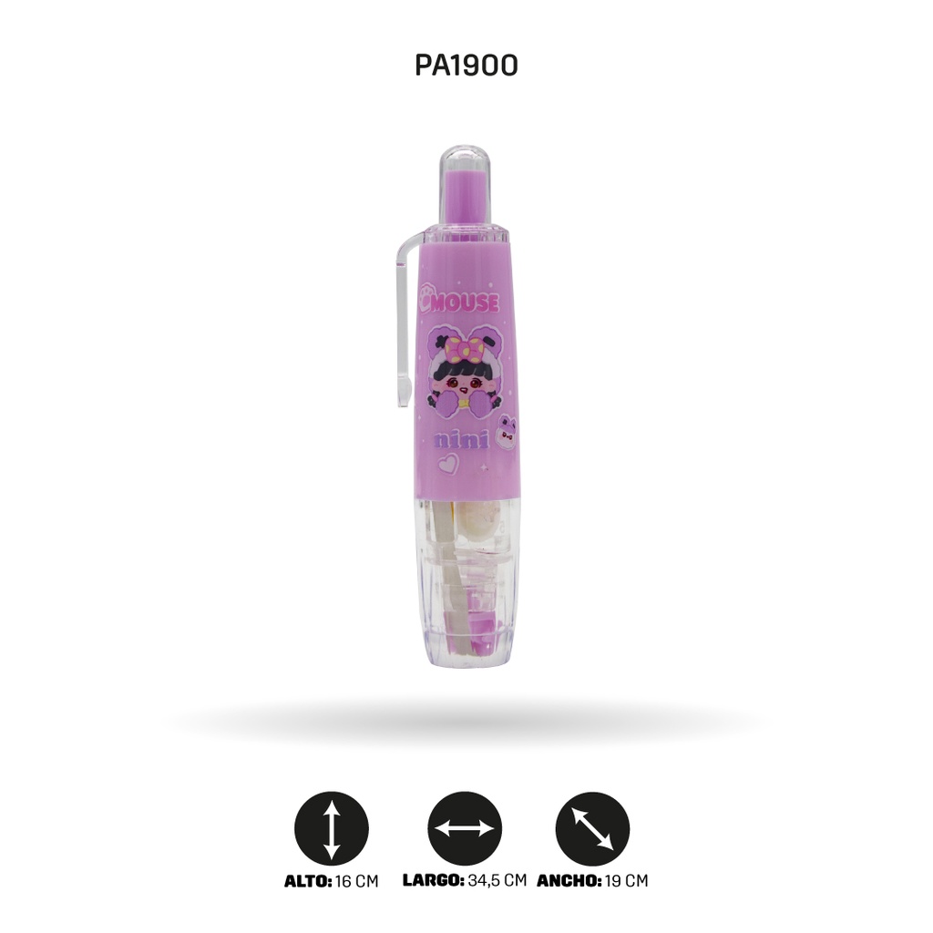 CINTA CORRECTORA PARA NIÑA X4 COLORES DISPLAY X24 UND