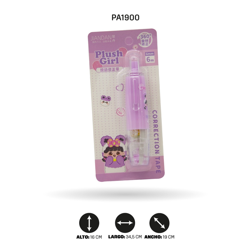 CINTA CORRECTORA PARA NIÑA X4 COLORES DISPLAY X24 UND