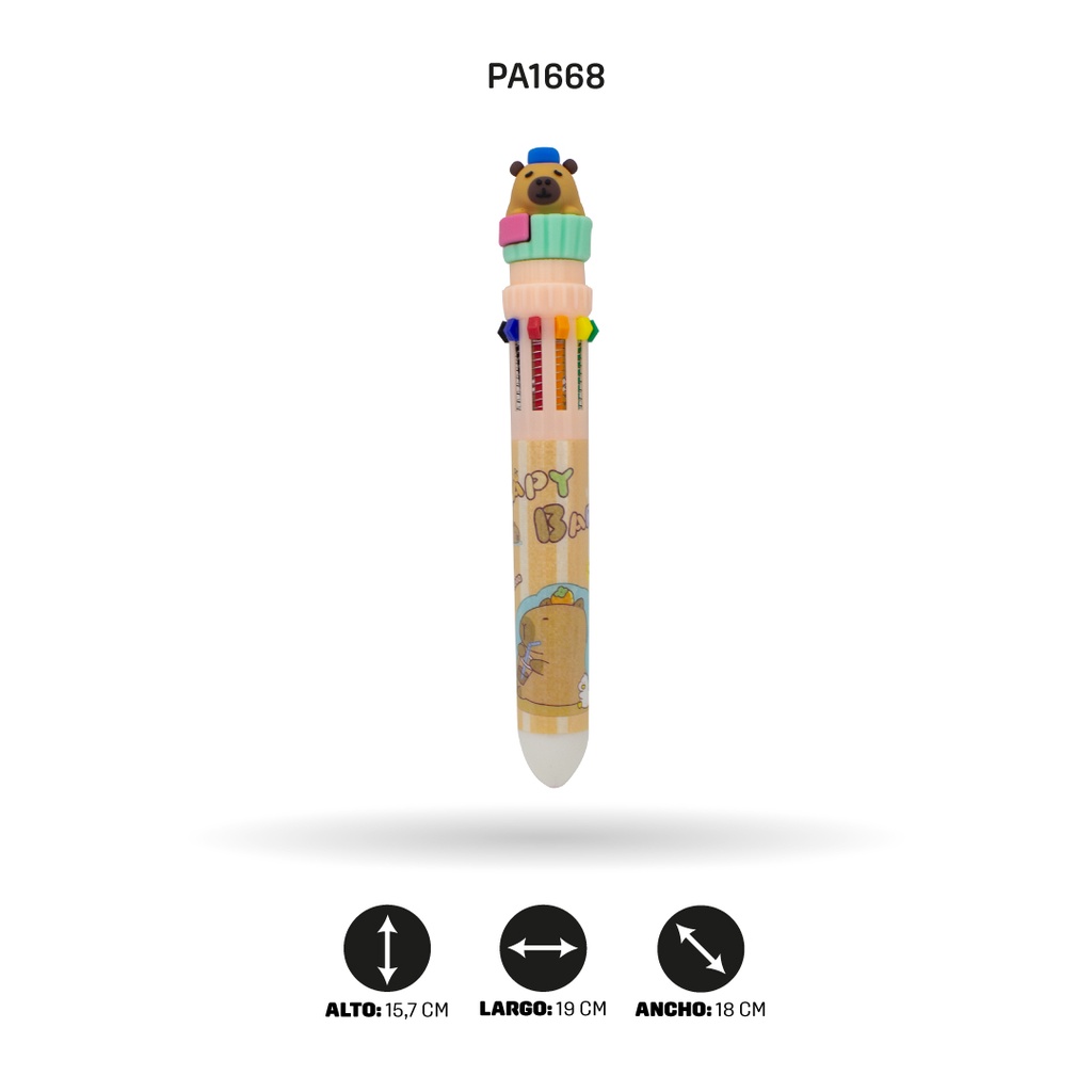 BOLIGRAFO 10 COLORES CAPYBARA BOX 36 UND XX-6629 [PAC4561]