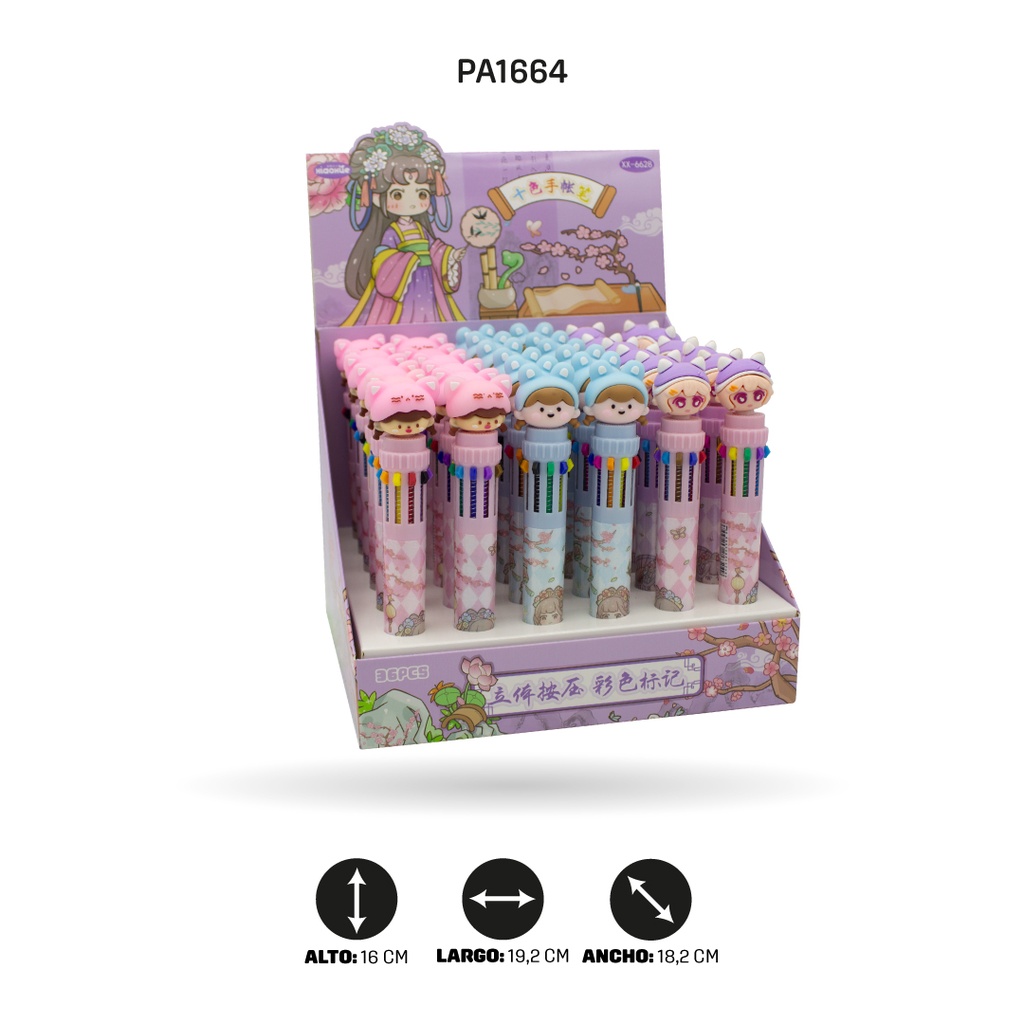 BOLIGRAFO 10 COLORES DE NIÑAS BOX 36 UND XX-6628 [PAC4560]