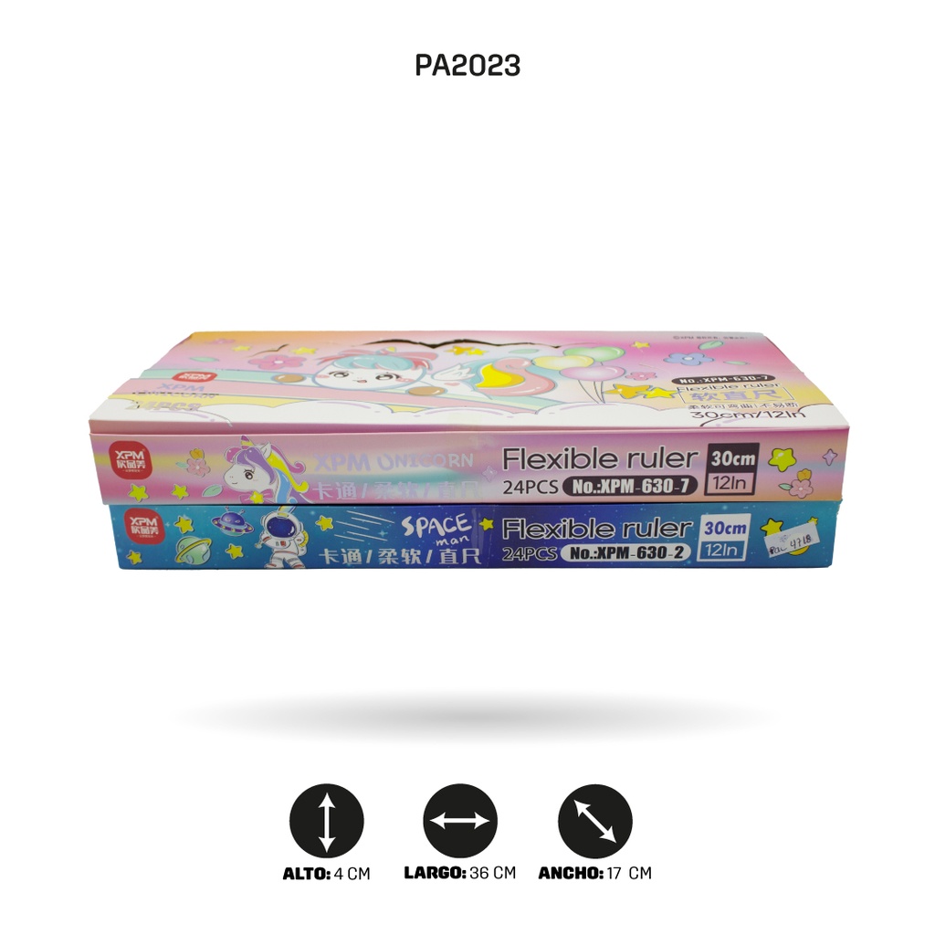 REGLA SILICONA DE UNICORNIO Y ASTRONAUTA 30CM XPM-630-2/7 DISPLX 24 [PAC4718]