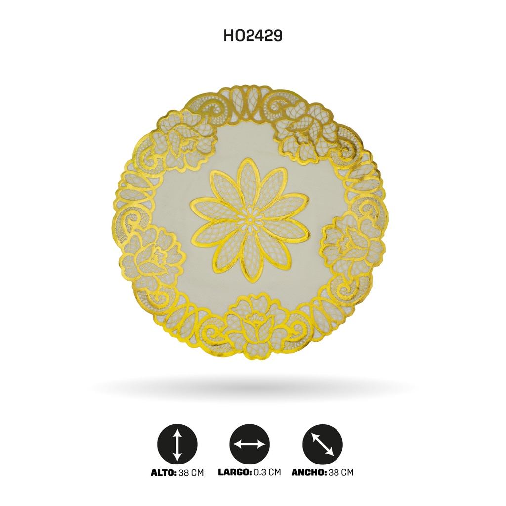 INDIVIDUAL DE MESA REDONDO DORADO [PAC5287]