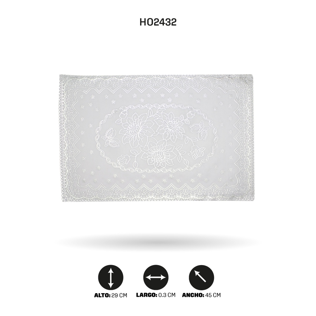 INDIVIDUAL DE MESA RECTANGULAR PLATEADO x 12[PAC5290]