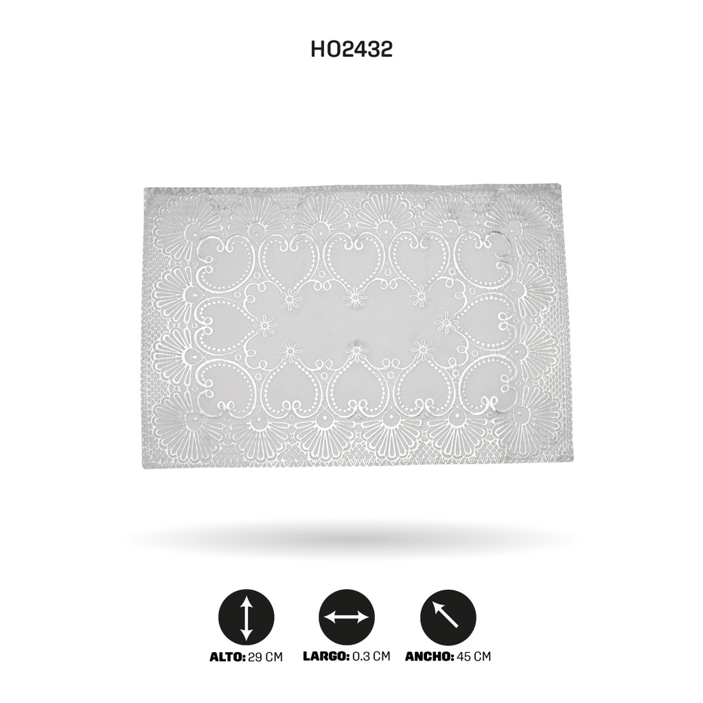 INDIVIDUAL DE MESA RECTANGULAR PLATEADO x 12[PAC5290]
