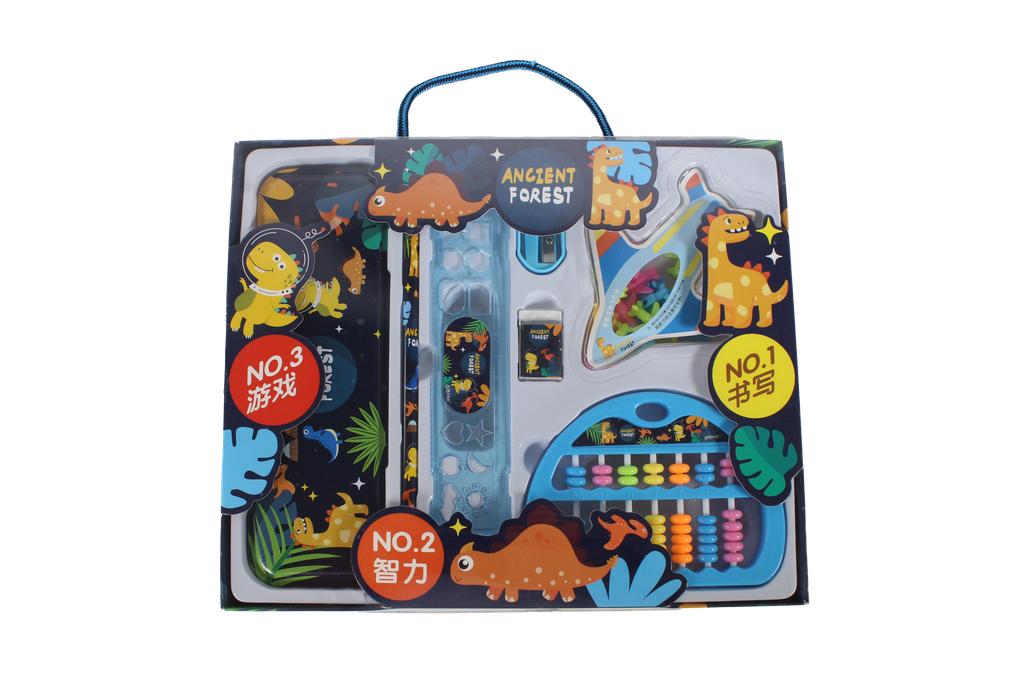 SET DE PAPELERIA CON ABACO Y CARTUCHERA METALICA HJ-9913