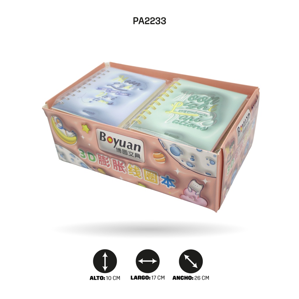 AGENDA TIPO 3D COLOR PASTEL, 4 MOTIVOS A6-3D-002/003/004 DISPLAY X20 [PAC4541]