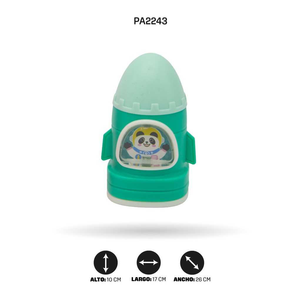 SACAPUNTAS CON BORRADOR DE NAVE ESPACIAL, 4 MOTIVOS ZD-0066 [PAC4748]